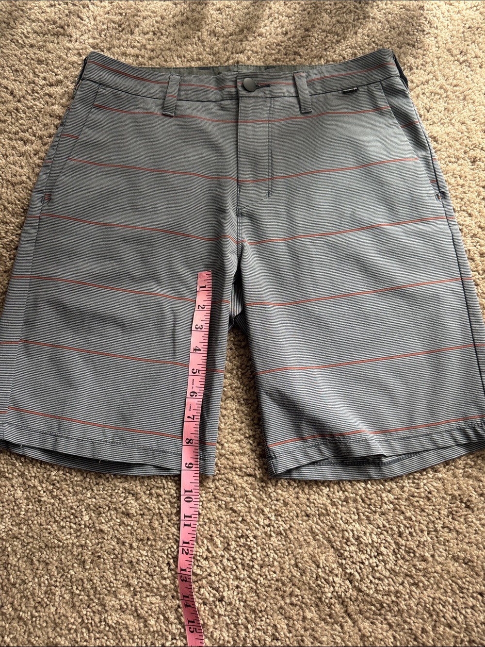Hurley Gray Shorts with Thin Orange Stripes
